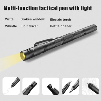 Multifunctional Ballpoint Pen With 100LM Flashlight Tactical Self-Defense Pen Fragile Window Breaker EDC Outdoor Survival Tool 6