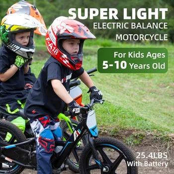 Children's Compact Electric Motocross Bike, 170/340W Power, Speeds up to 10/12 MPH, 24V Removable Battery, Dual Hand Brakes 2