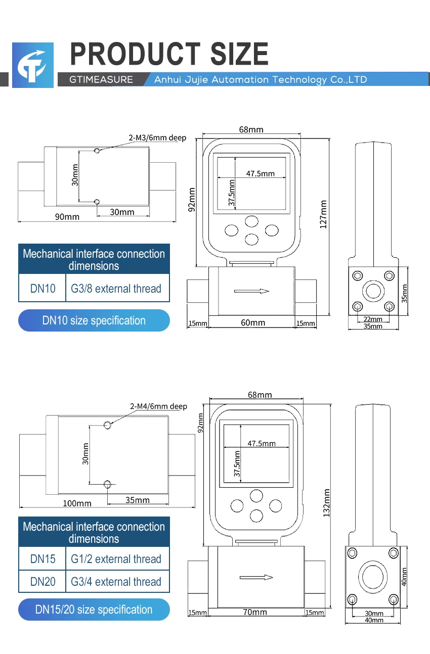 High Precision Gas Measuring Flowmeter Wide Range Aluminum Alloy Digital Thermal
