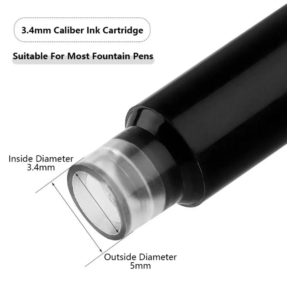 10개/세트 3.4mm 구경 잉크 카트리지 플라스틱 소재 심플 디자인 만년필 리필 블루/레드/블랙 펜 잉크 선물