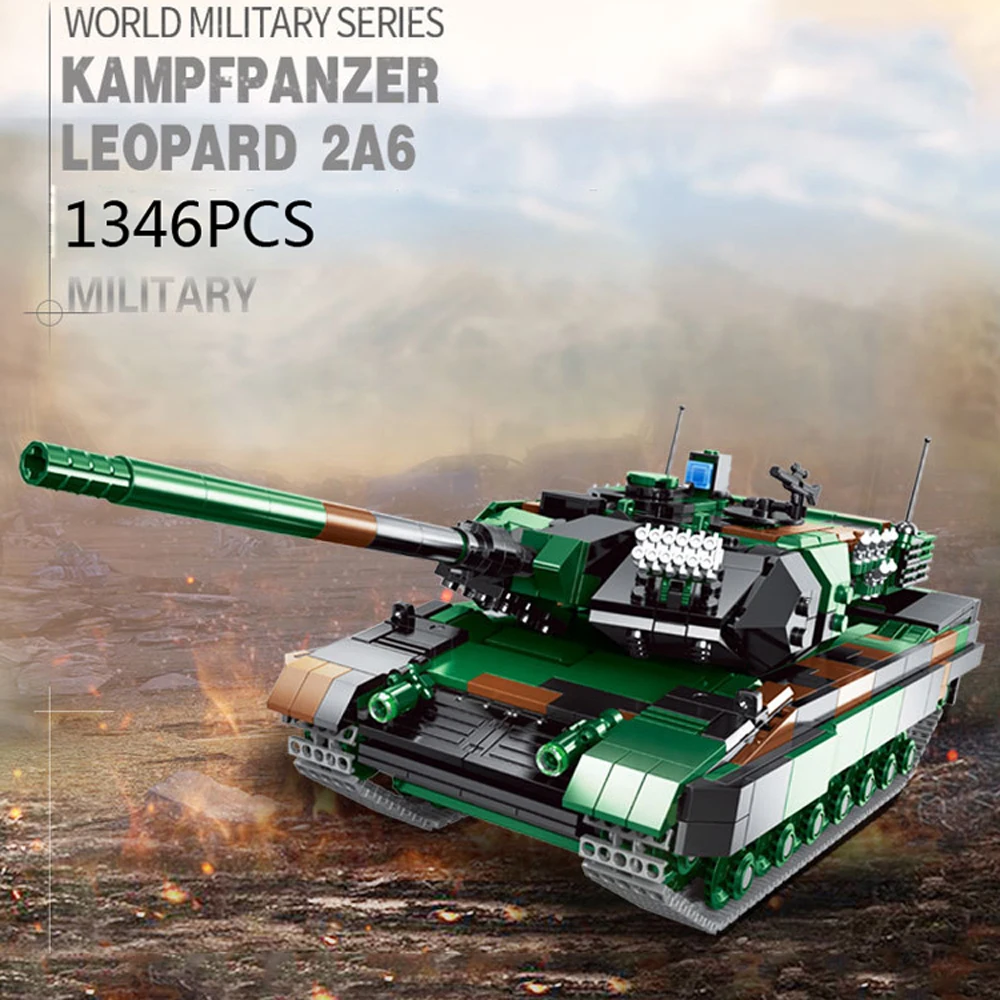 

1:30 Scale WW2 Military Leopard 2A6 Main Battle Tank Batisbricks Build Block World War Germany Army Force Brick Toy Collection