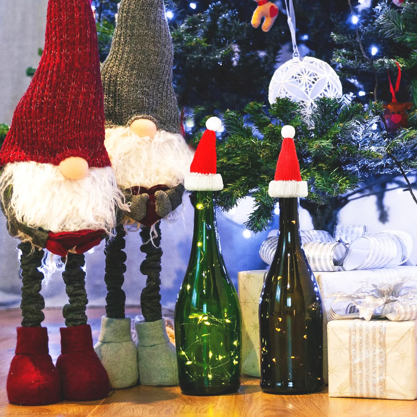 Mini Santa Hat  Scarf Set - 2024 Christmas Costume for Cats Rabbits Dolls DIY Party Decoration