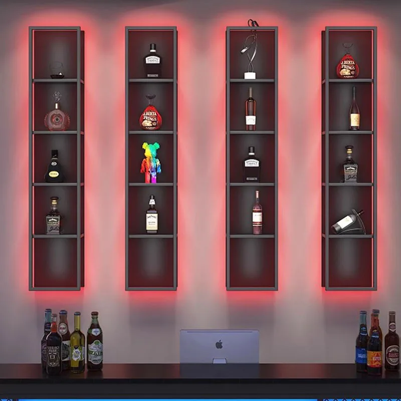 Drink Handle Bar Cabinet Art Vintage Vertical Rail Square Stretto Mobile Moderno Portabottiglie In Metallo Porte Vin Mobili Industriali