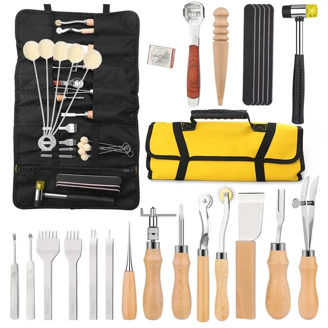 Leatherworking Tool Set with Needles Leathercraft Hand Tool Set for Diy  Faux Leather Working 14 Essential Tools for Stitching - AliExpress