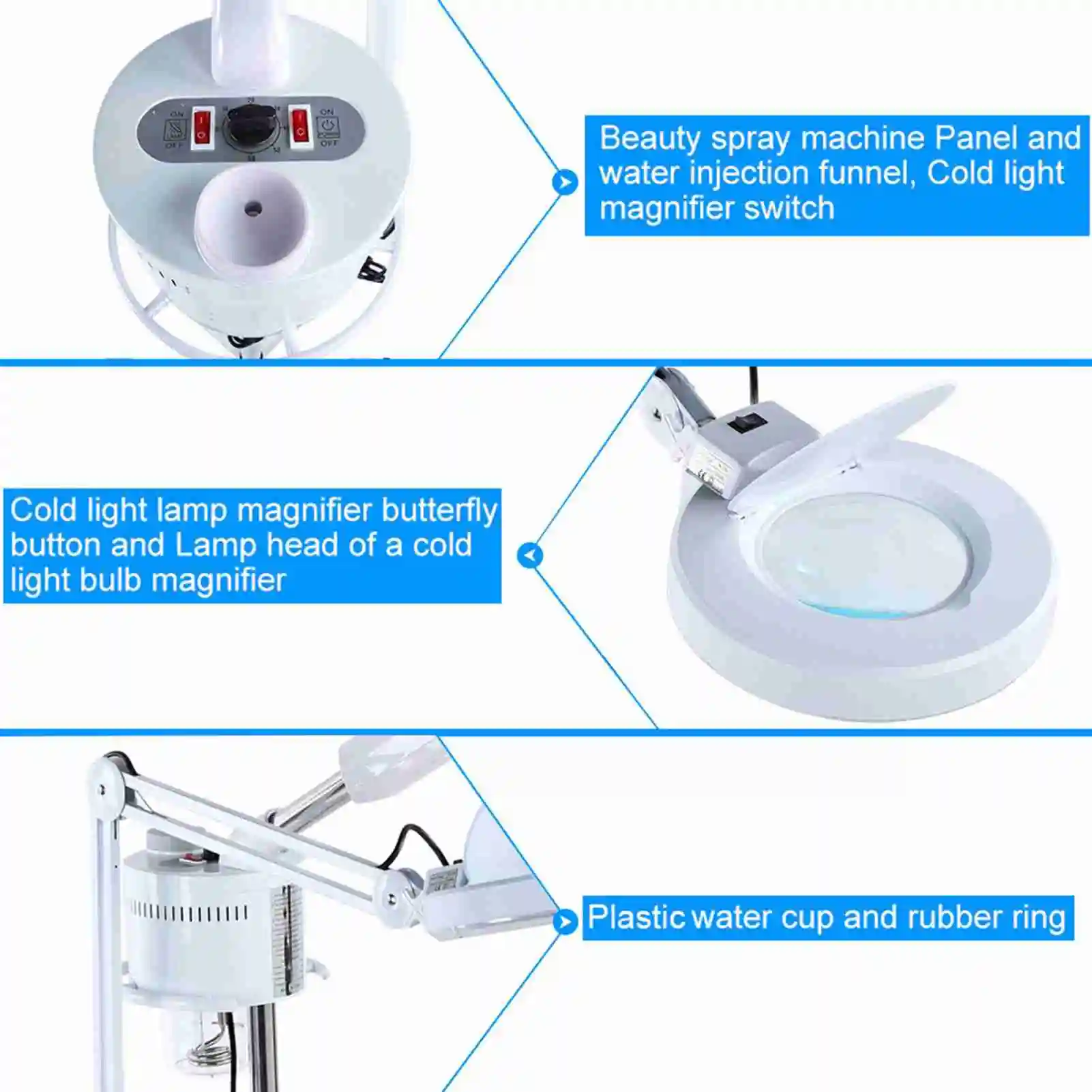 Professional UV Facial  Facial  Magnifier Cold Light 3in1 UV Facial  Cold Light LED 5X Magnifier Floor Lamp 3