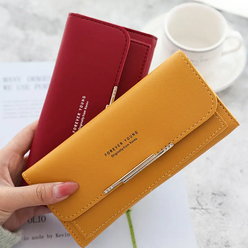 Fashionable Japanese and Korean version Simple Buckle Great Women's Wallet Multi functional Large Capacity Long Wallet