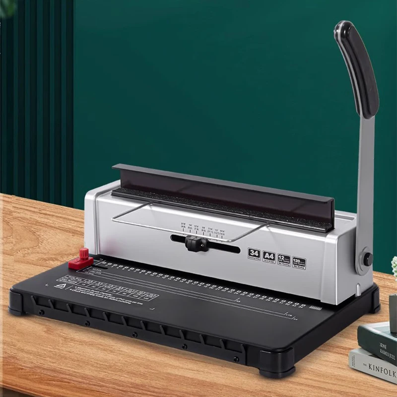 코일 스파이럴 제본기 매뉴얼 북 메이커 34홀 제본 120매 펀치 바인더 (조절 가능한 코일 바인딩 스파인 포함)