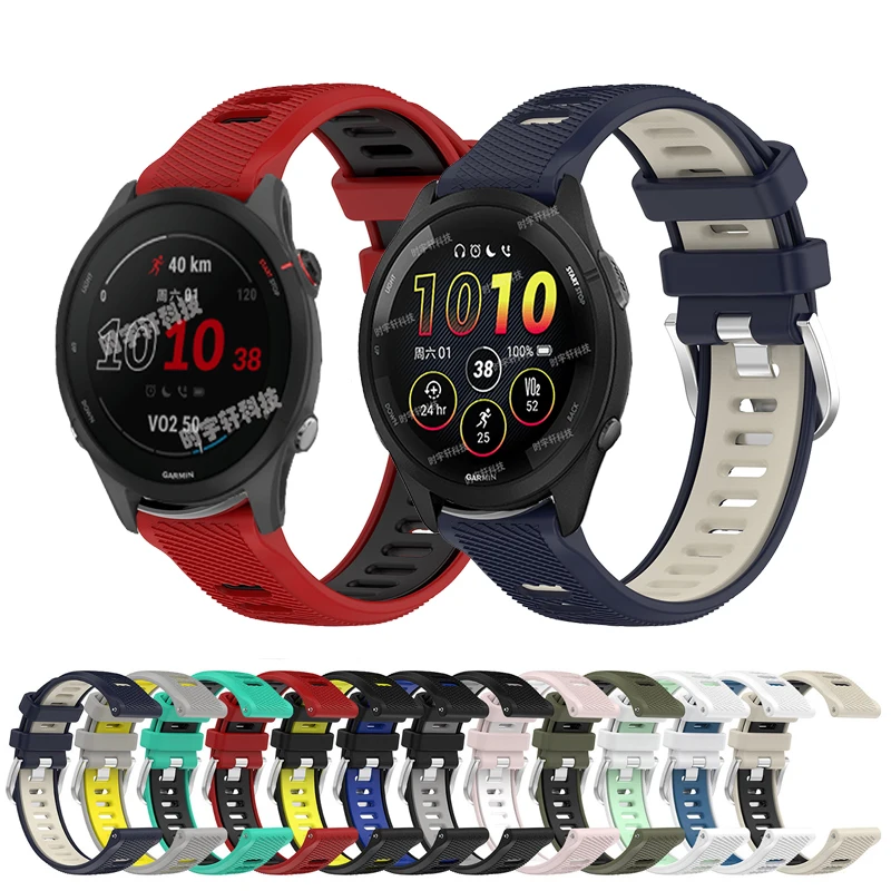 

Сменный спортивный ремешок для Garmin Forerunner 265, 265S, 255, 255S, 245/CAME 2S, 2 Plus/Sq/3, браслет из силикона, 18 мм, 20 мм, 22 мм
