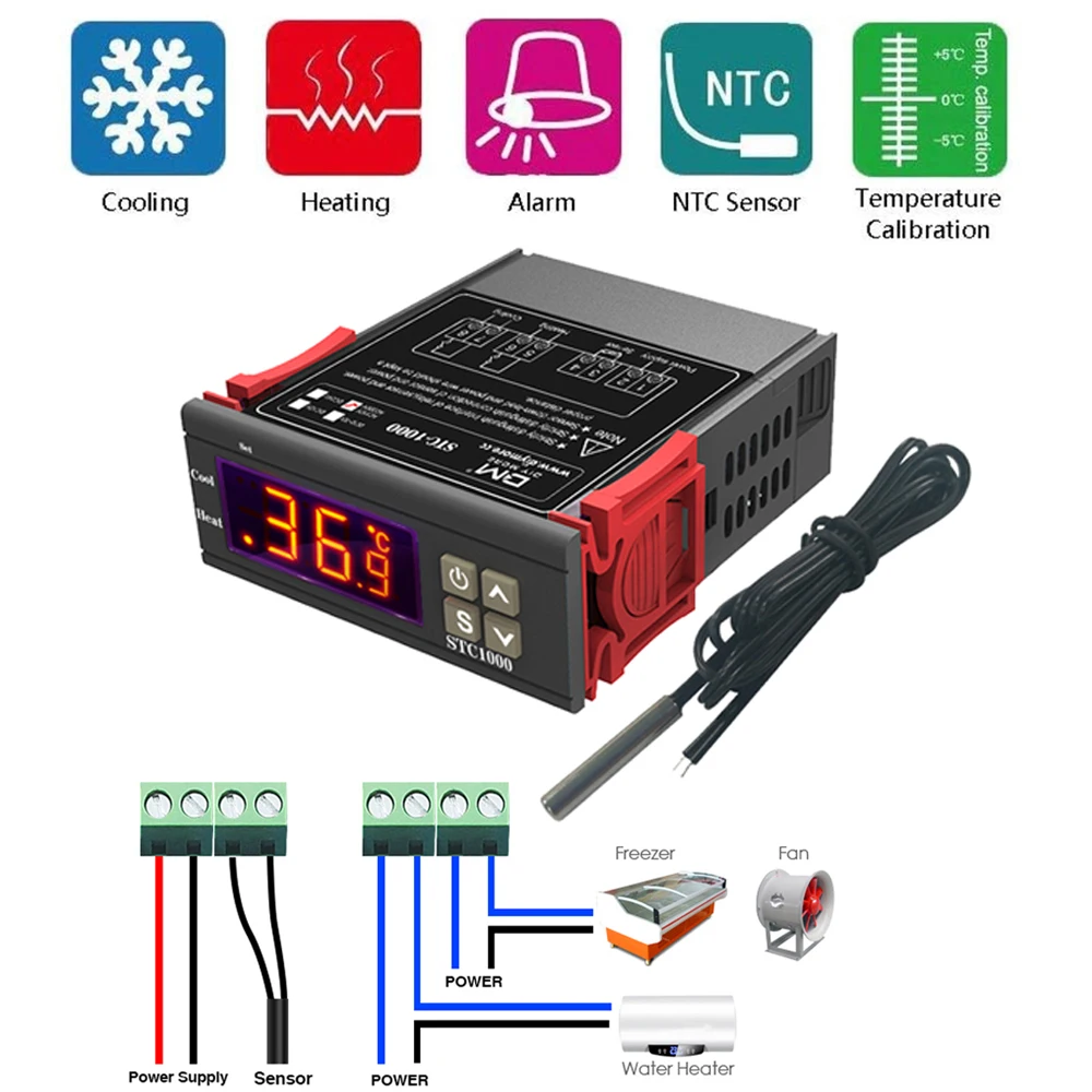 Bazar del Cocinero - Termostato Digital STC-1000 Frio / Calor ✔️Ideal para  poder controlar la fermentación! Se usa con una heladera o freezer donde se  aplica el termostato externo STC-1000 y se