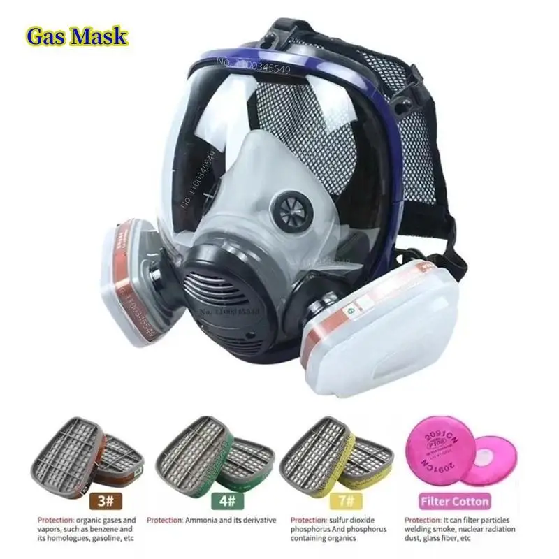 

Chemical Gas Mask 6800 Dust Respirator Anti-Fog Full Face Mask Filter For Industrial Acid Gas, Welding Spray Paint Insecticide