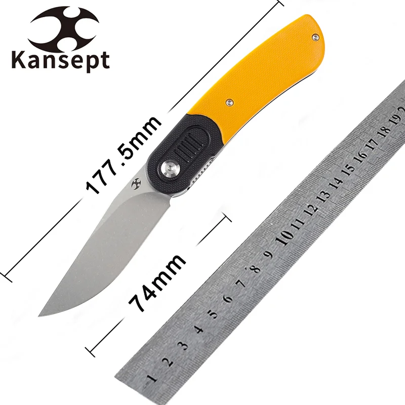 

Складные ножи kanseven Reverie T2025B7, потертое камнем лезвие 154 см с черной и желтой ручкой G10 для кемпинга, охоты, повседневного ношения