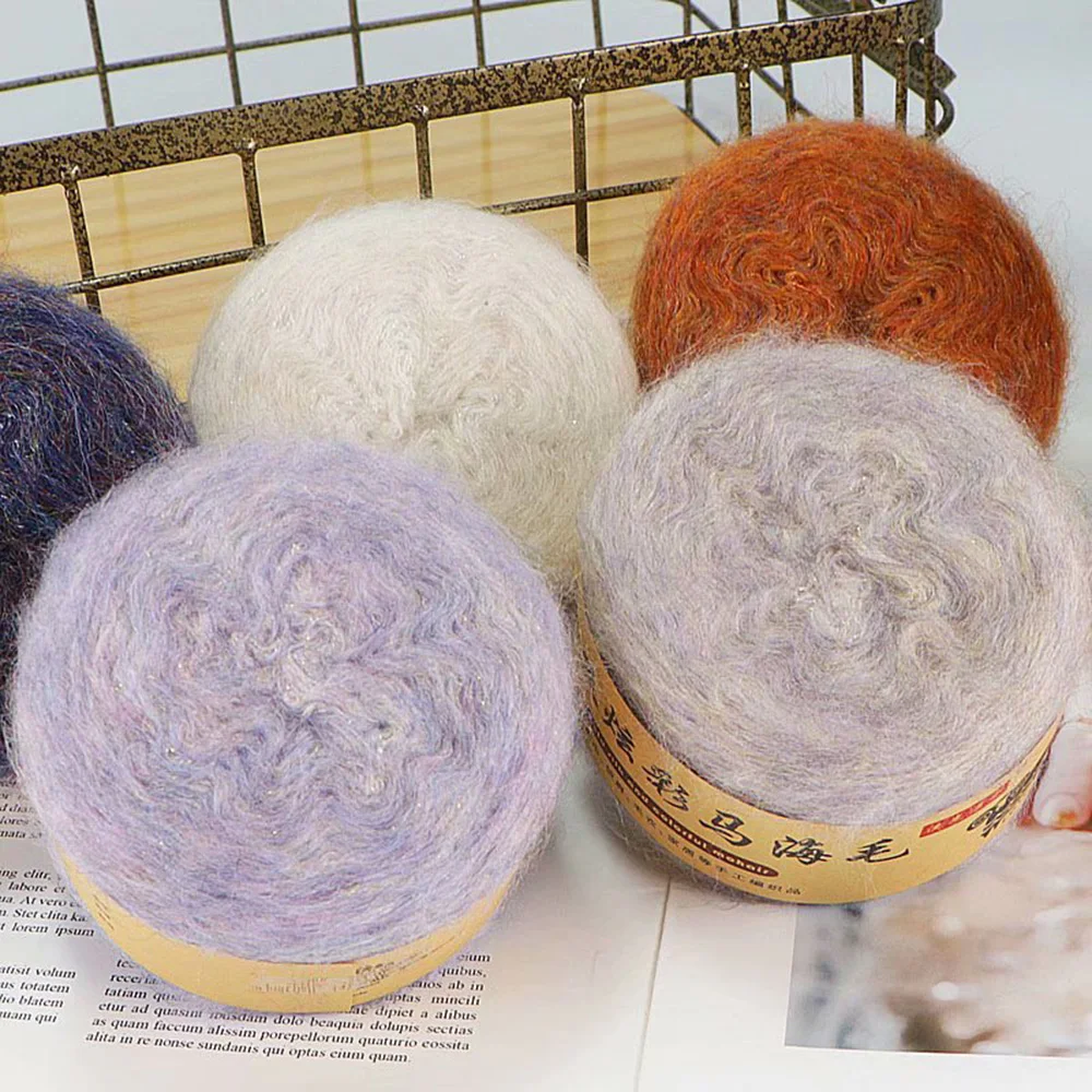 1Roll50gGoldFiligreeMohairKnittedWoolenYarnWoolThinLineDIY