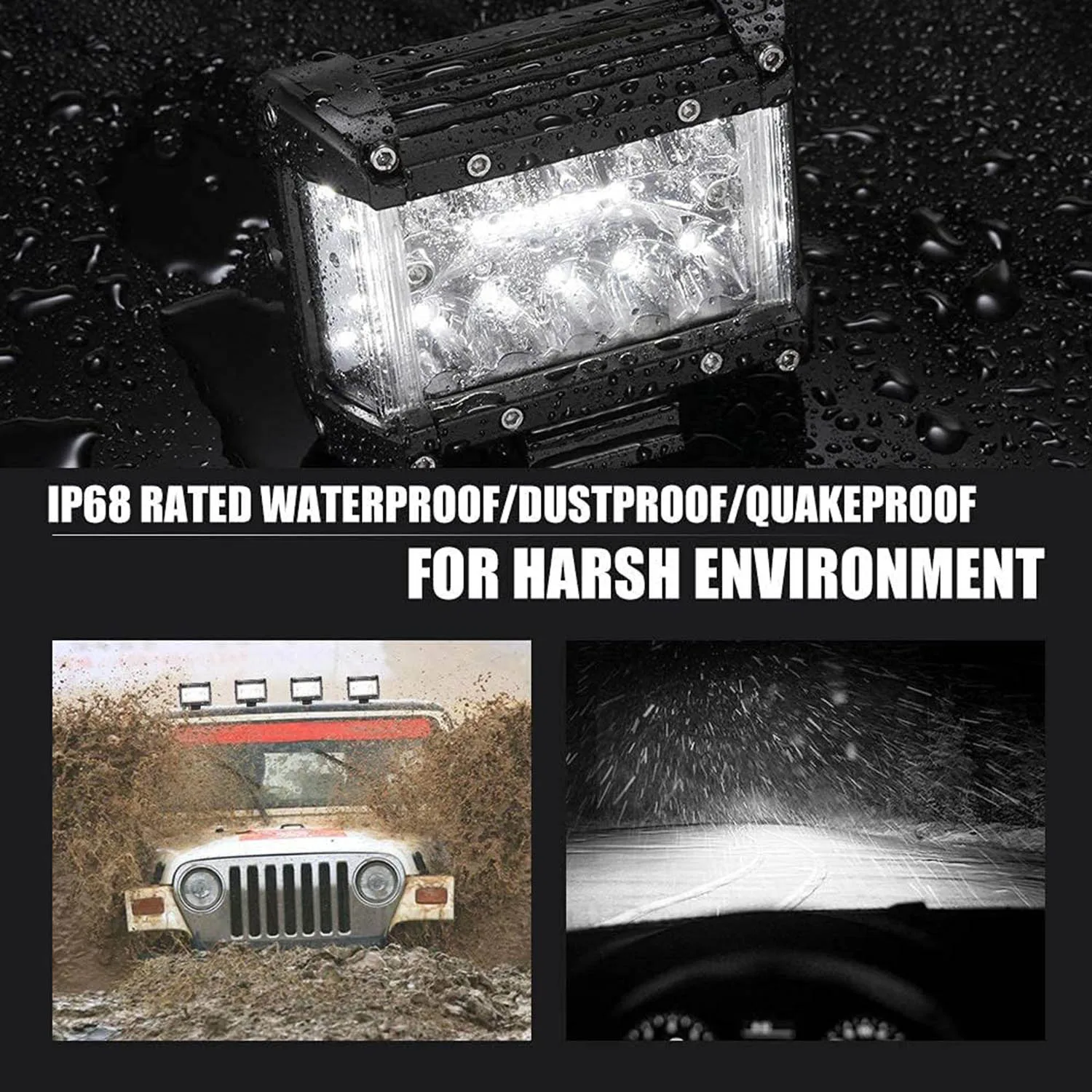 4 Inch Side Shooter LED Pod Work Light Waterproof Led Fog Driving Lights Bar for Motorcycle ATV UTV SUV Off Road 4x4 Boat Truck