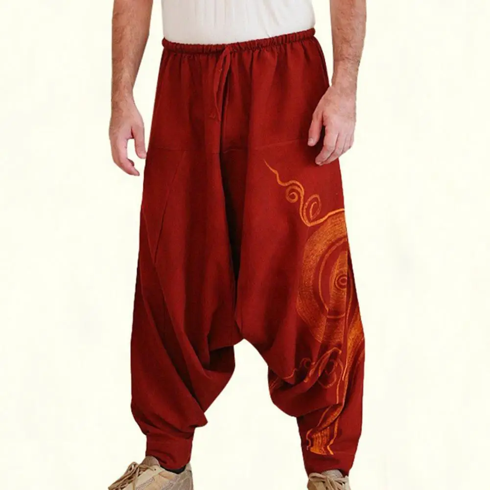 Men's Casual Elastic Waist Baggy Yoga Harem Pants Men Baggy Boho Gypsy Boho Pants штаны мужские