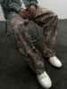 Yao888 Leaf Camouflage Graphics Print Vintage Retro Straight Leg Oversize Loose Washed Old Retro Streetwear Long Pants For Men 5