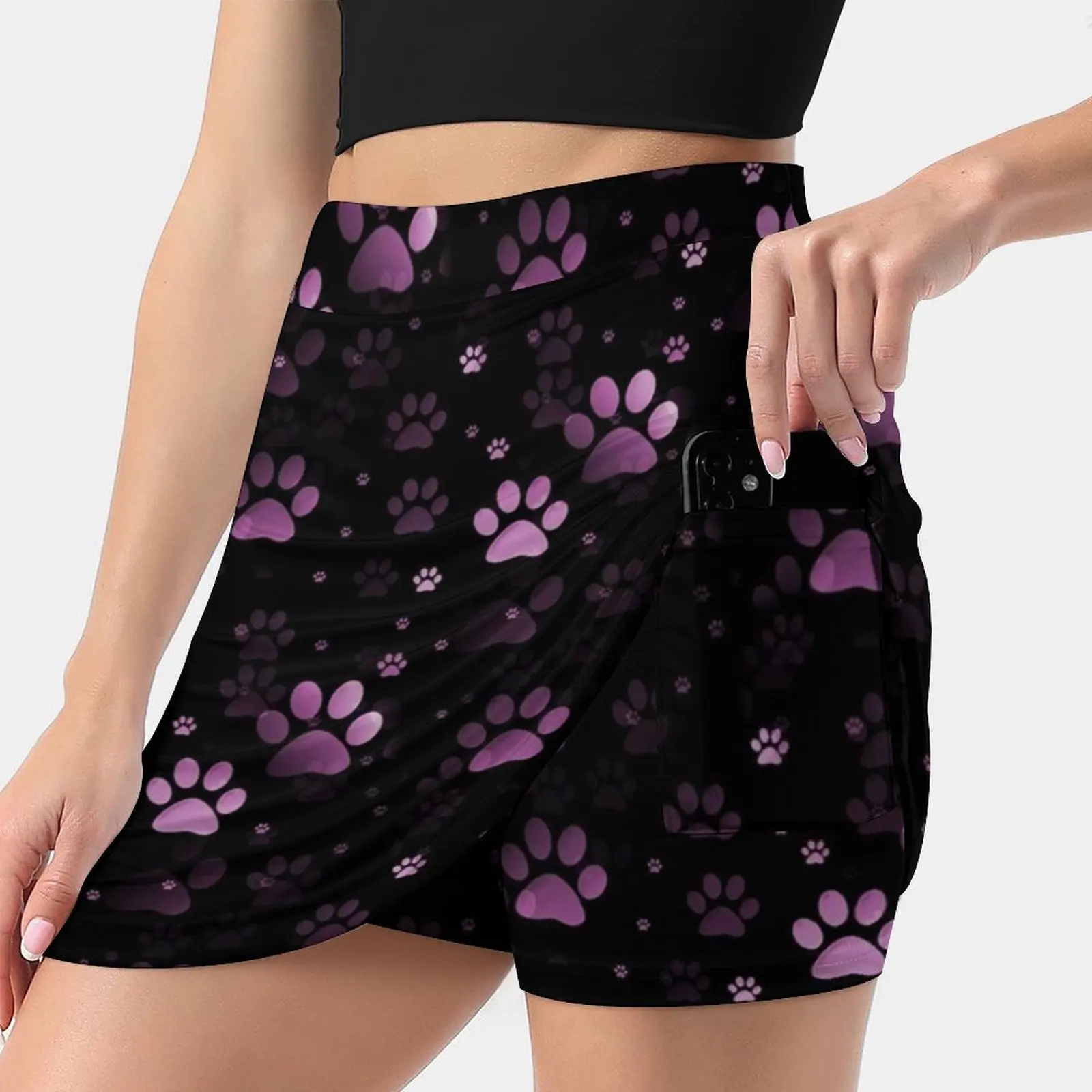 

Pink Paw Prints Korean Fashion Skirt Summer Skirts For Women Light Proof Trouser Skirt Paw Paws Footprints Animal Tracks Feet