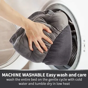 Pet Bed for Small and Large Pets, Soft, Washable, Non-Slip Base, Water Resistant, Grey, 50 cm 4