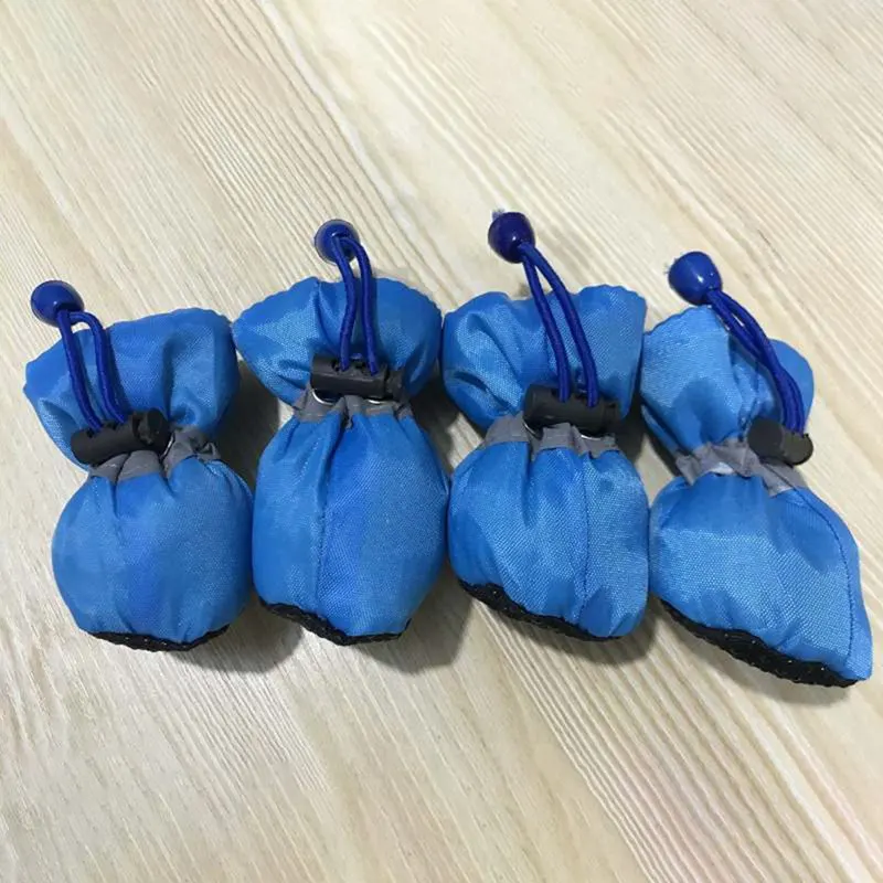 Title 12, 4Pcs/Set Winter Dog Shoes Plush Warm Pet Reflec...