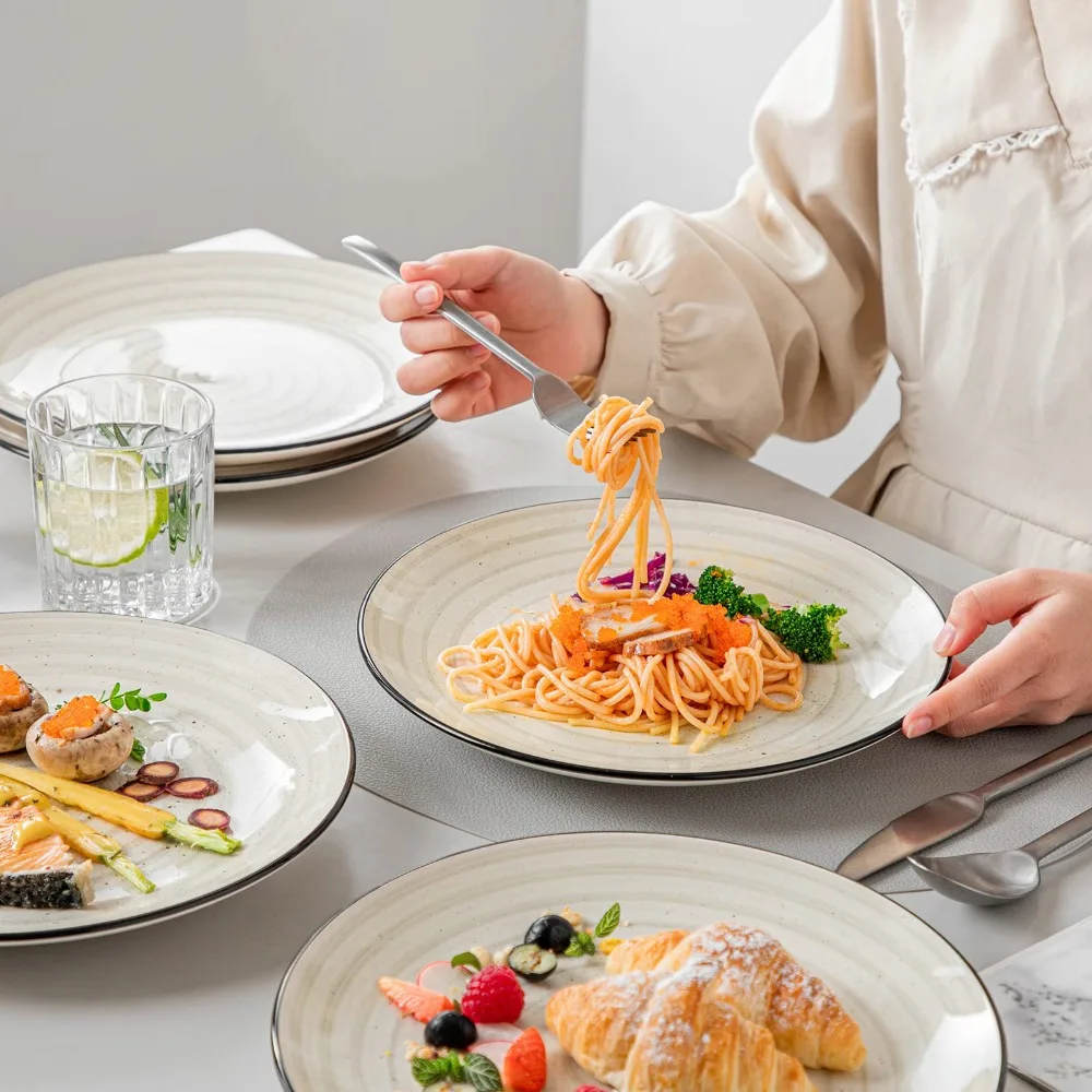 Dinner Plates Set of 6, 10.5 Inch Dish Set, Ceramic Plates, Microwave & Dishwasher Safe