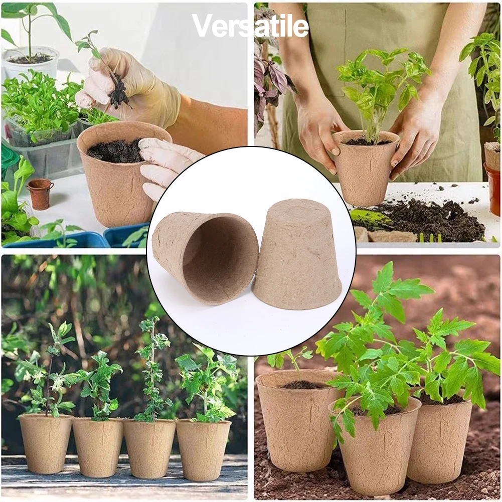 100 Pack Peat Pots for Seedlings Starter Nursery Pots Organic Biodegradable  Paper Pots Herb Kit Eco-Friendly