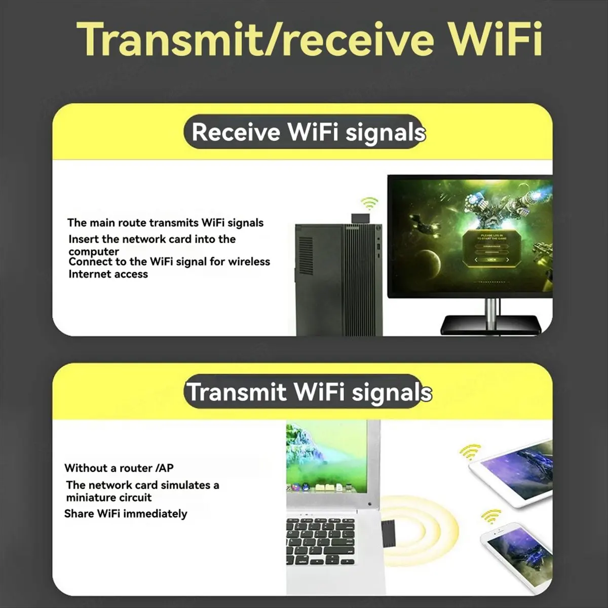 A23G WiFi 5 어댑터 AX600 USB2.0 어댑터 듀얼 밴드 2.4G/5.8Ghz PC 노트북용 네트워크 무선 수신기 10/11 드라이버 무료
