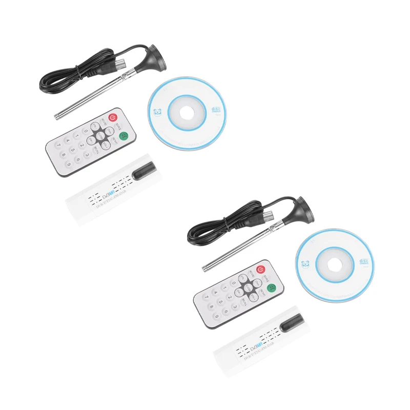 

2X USB 2.0 Digital DVB-T/T2 SDR+DAB+FM HDTV TV Tuner Receiver Stick