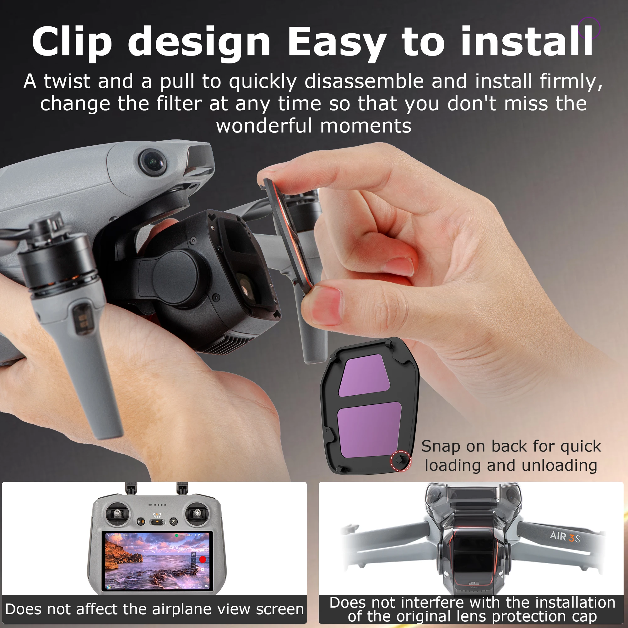 Pack 4 Filtres ND/CPL pour DJI Air 3S - ND16/64/256 + CPL