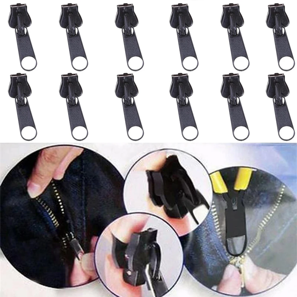 12pcs 3 Sizes Universal Instant Fix Zipper Repair Kit Replacement Zip Slider Teeth Rescue New Design Zippers Sewing Clothes