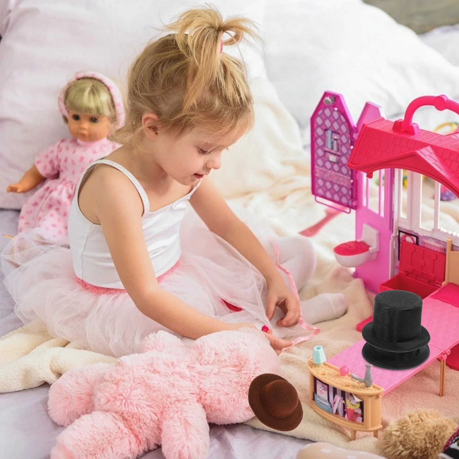 

Mini Cylinder Hats Snowman Hat Doll Cap for DIY Crafts Stage Performances Fancy Dress Costume Hat Christmas Decoration Top