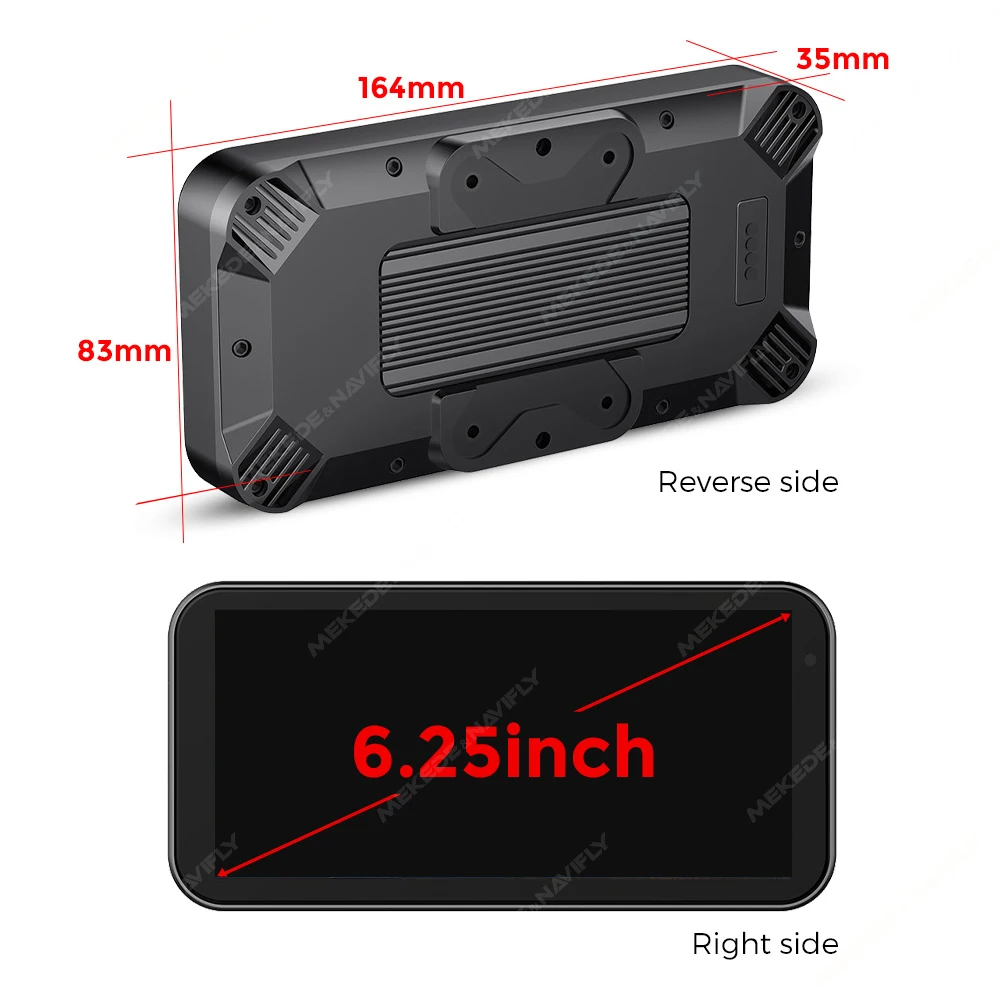 NaviFly 6.25 Inch Wireless Carplay & Android Auto Motorcycle IPX7 BT Helmet Navigation Display Screen Portable DVR TPMS