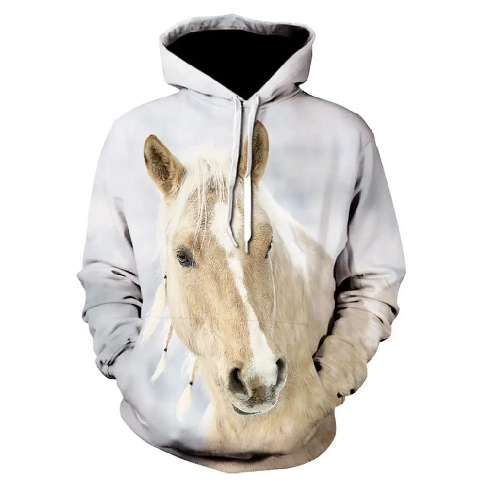 

2022 Hot Sell Sweatshirt Men Women 3D Hoodies Print Brown Horse Animal Pattern Pullover Unisex Casual Creative Oversized Hoodies