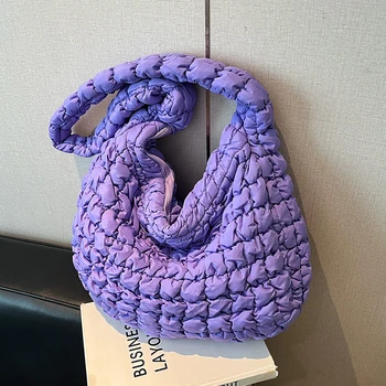 Borsa a tracolla Hobo con design plissettato Borsa scozzese ricamata Borse sotto le ascelle Borse a tracolla trapuntate semplici di grande capacità