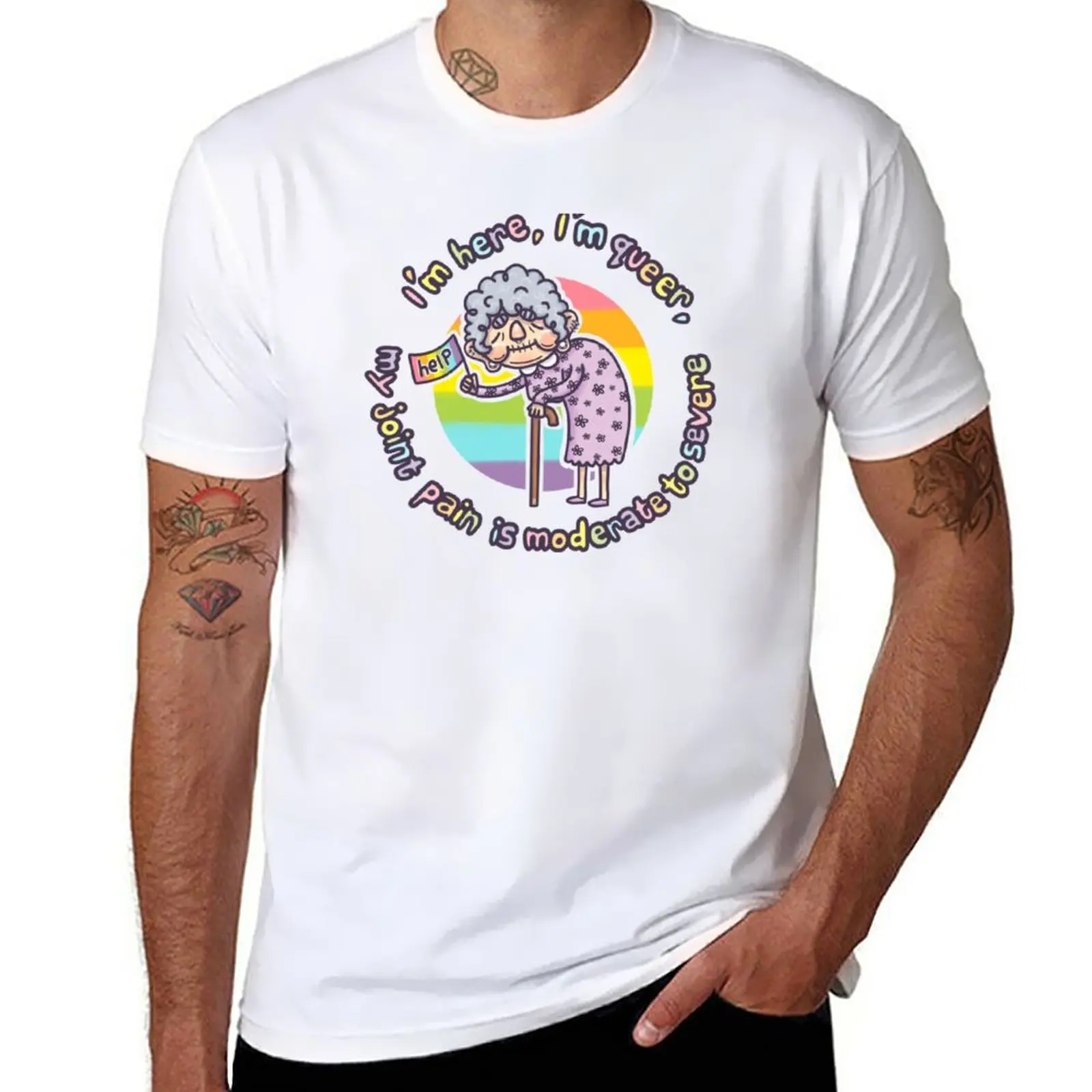 

I'm Here, I'm Queer, My Joint Pain Is Moderate To Severe - PRIDE T-Shirt plus sizes tees Men's clothing