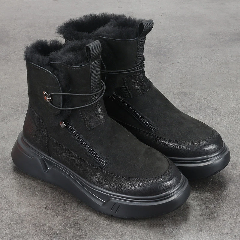 

Winter new men's fur in one high top shoes cotton shoes Korean version of everything thickened warm snow boots