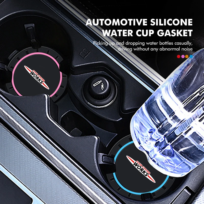 Cup Holder Coasters Car Coaster Pads 2pcs Car Anti-Slip Pad Coaster Silicone Water Cup Holder Mat For MINI Cooper S R50 R52 R53 R55 R56 F54 F55 F56 F60