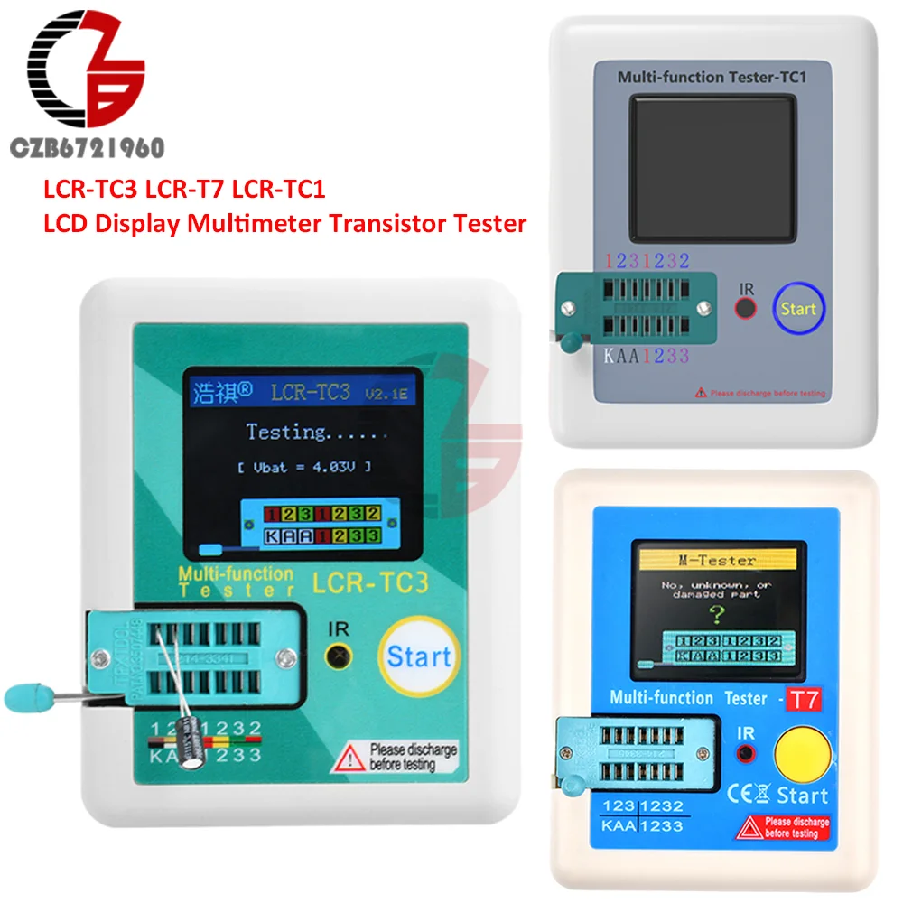 

LCR-TC3 LCR-T7 LCR-TC1 LCD Display Multimeter Transistor Tester TFT Diode Triode MOS/PNP/NPN Capacitor Resistor Test Meter