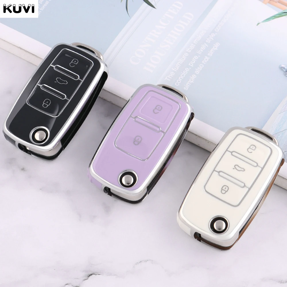 2 3 Buttons TPU Car Key Case for VW Volkswagen