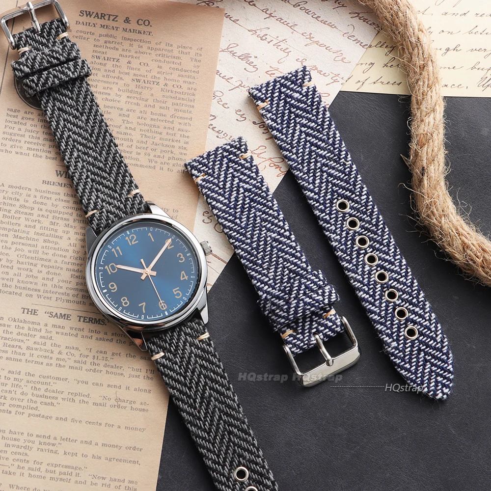 Premium Nylon Leather Quick Release Watch Band - Vintage Woven Canvas Strap