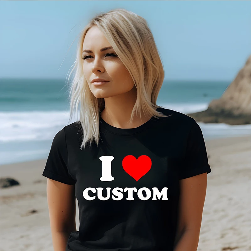 I Heart Custom Perfect Gift Cotton Your Design Qui Coppia T Shirt O Neck Streetwear Fashion Birthday Maglietta Regalo Personalizzata