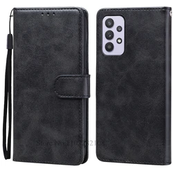 Elegant Leather Flip Wallet Cover - Premium Protective Book-Style Case for A32 5G (6.5) A326B (Black)