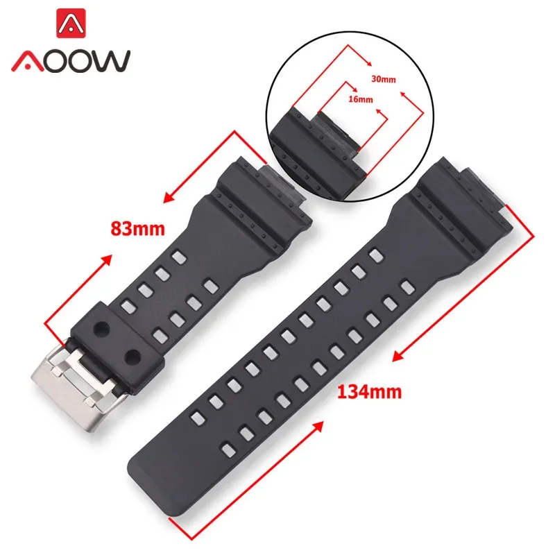 Elegant 16mm Resin Sports Watchband with Gold Buckle - Waterproof Replacement Bracelet
