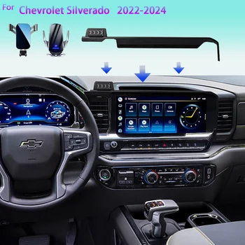 Per Chevrolet Silverado 2022-2024 Supporto per telefono cellulare per auto Sistema di navigazione di controllo centrale Supporti Accessori di ricarica wireless