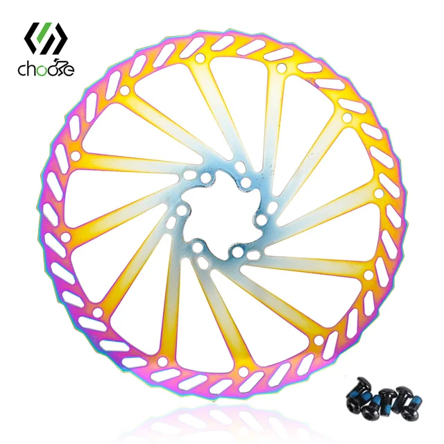 CHOOEE Bicycle Brake Rotors,Steel 160mm/180mm/203mm MTB Road Bike Disc Brake Rotor,For SHIMANO SRAM Centerline 203mm Rainbow