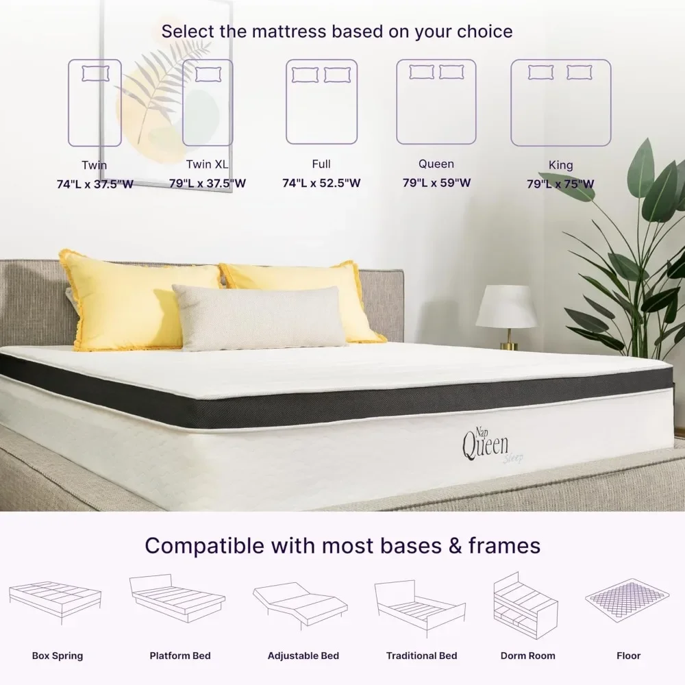 8 Inch Maxima Hybrid Mattress, Full Size, Cooling Gel Infused Memory Foam and Innerspring Mattress, Bed in a Box, White & Gray 4