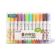 

12Pcs/Set DS DS-829 Fragrance Fluorescent Pen Set Soft Light Color Protection Marker Retro Color Thick Stroke Key Marking