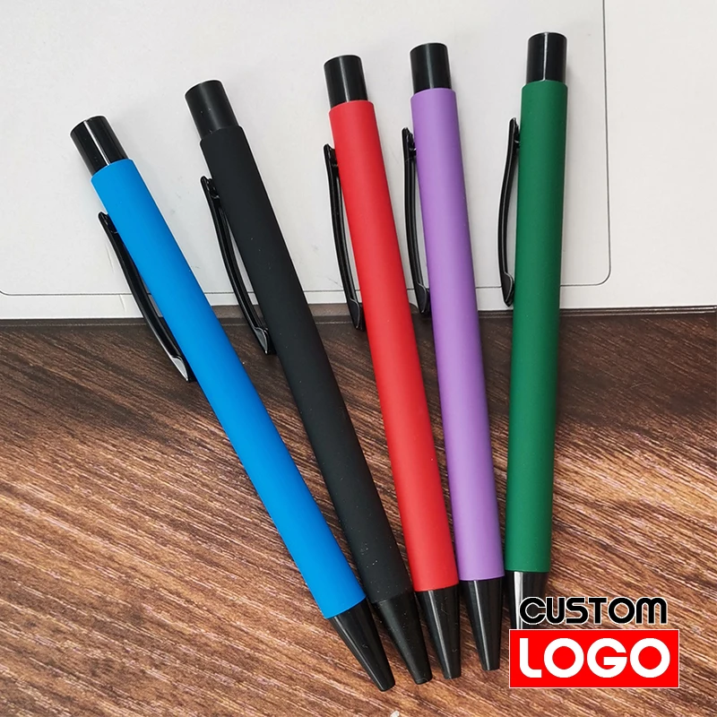 100 pcs Personalized Custom Logo Metal Ball Point Pen Business Advertising Office Pens Birthday Gift School Stationery