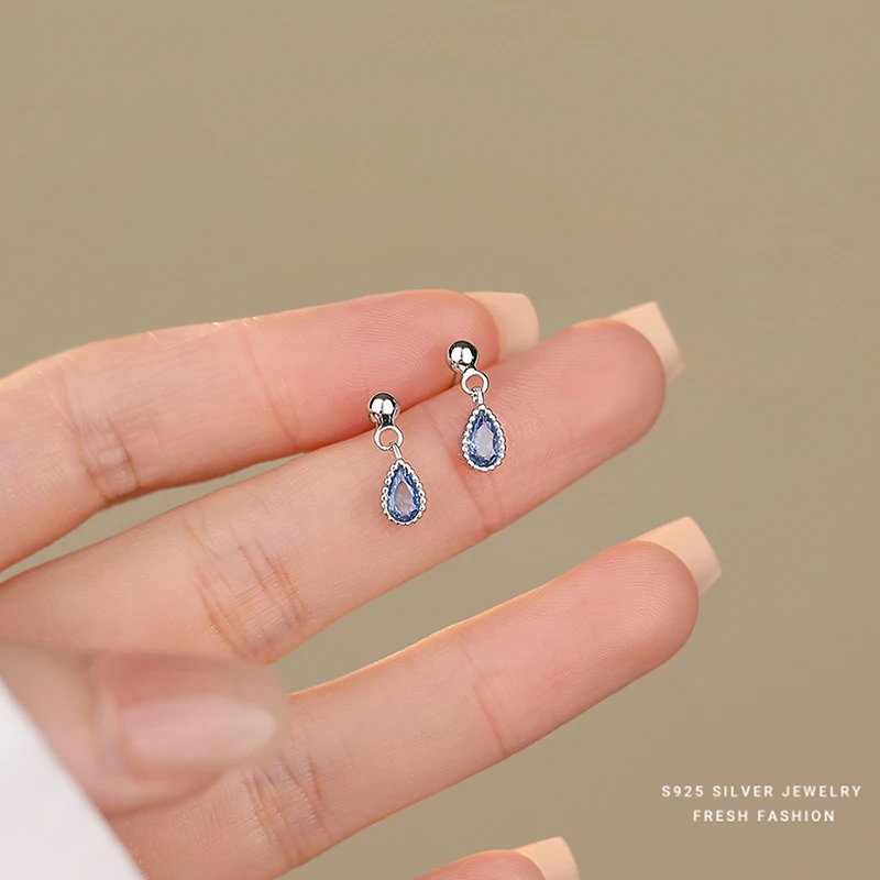 أقراط مرصعة بدلاية على شكل قطرة ماء من الزركون الف...