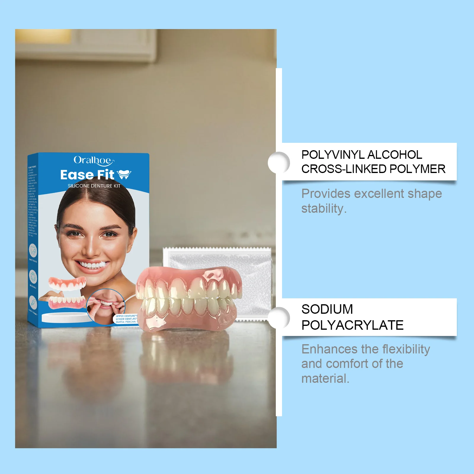 False Teeth Beauty Kits Perfect Laugh Veneers Fake Tooth Seamless Denture Oral Hygiene Care Whitening Teeth Simulation Braces