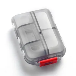 Compact 10 - Compartment Travel Pill Organizer - Portable Daily Medicine Storage Box (Gray)