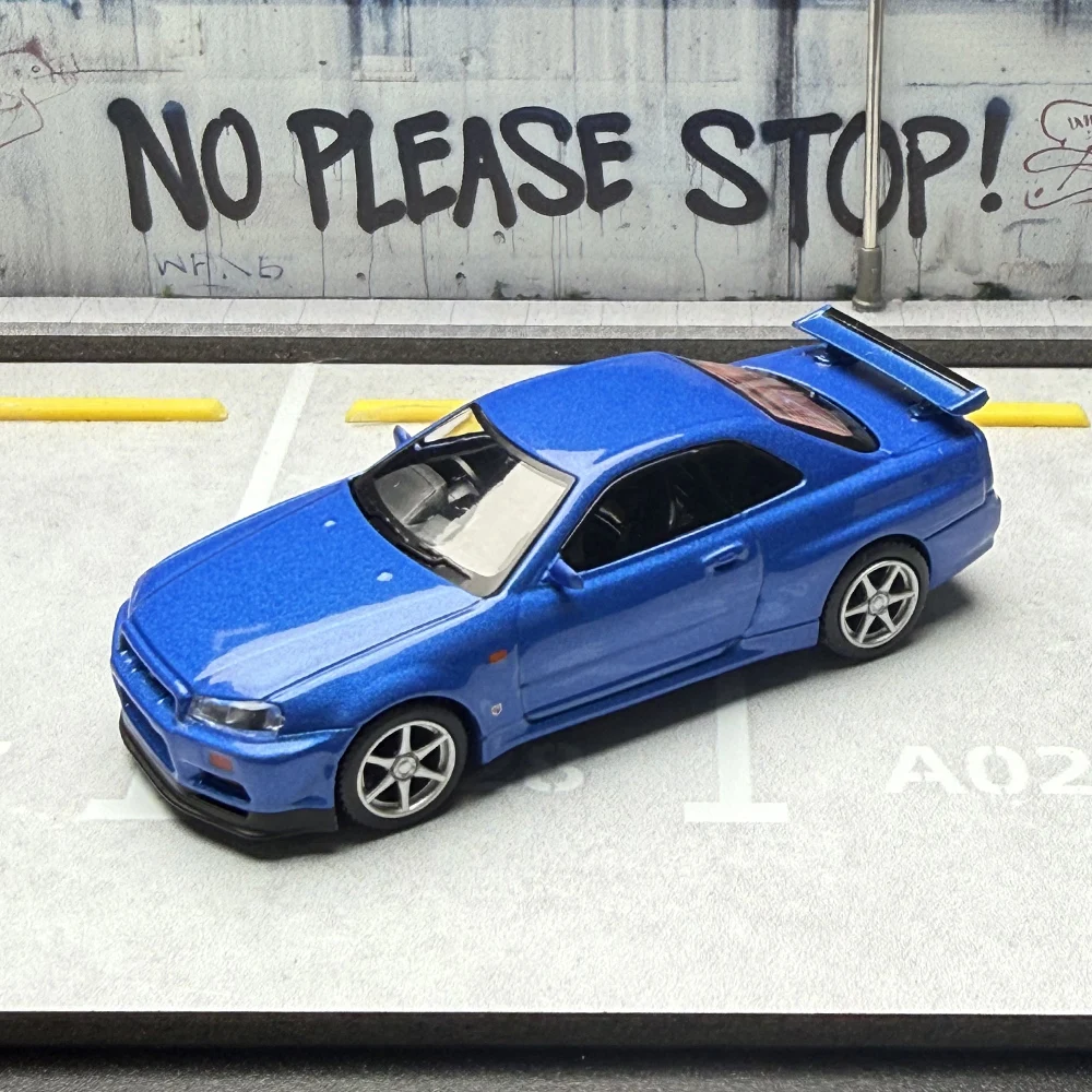 MGT 1/64 스카이라인 GTR R34 합금 다이캐스트 모델 자동차 컬렉션 장난감 스테이션 차량 성인용 선물(포장 제외)